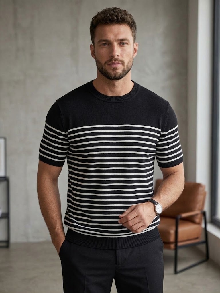 Camisa listrada em tricô