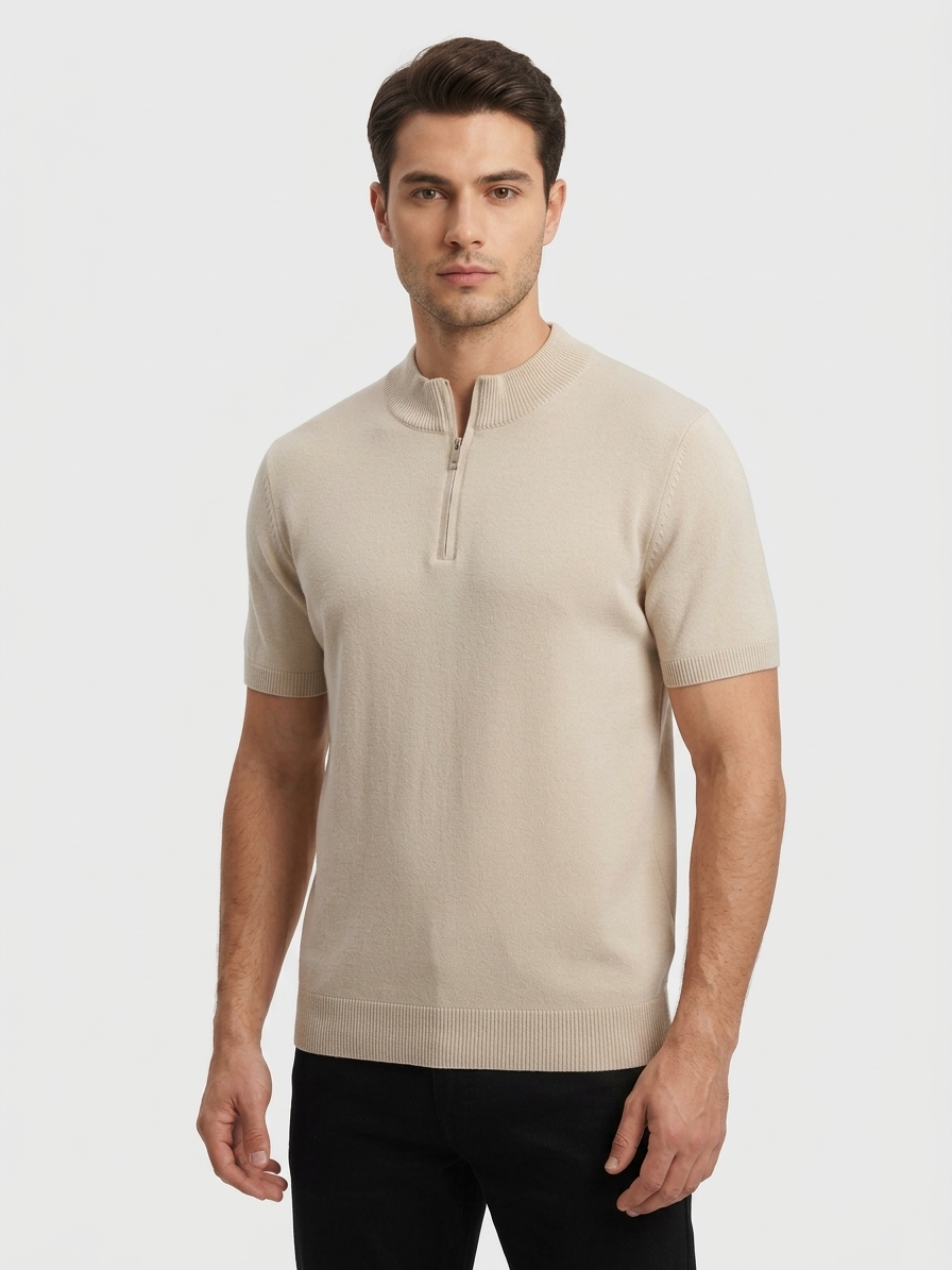 Camiseta em Tricô gola alta
